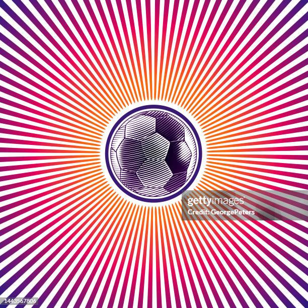 soccer ball and light beams - special effects stock illustrations