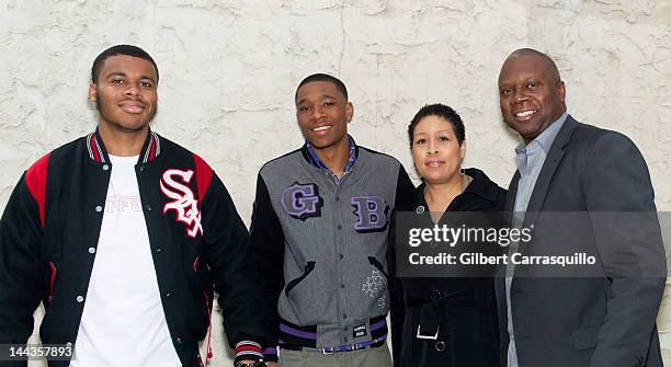 Family members of Rapper Eve, brothers Farrod Wilch and Sherman Wilch, mother Julie Wilch and stepfather Ron Wilch pose at Kung Fu Necktie on May 9,...