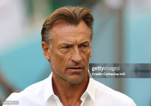 Herve Renard, Head Coach of Saudi Arabia, looks on during the FIFA World Cup Qatar 2022 Group C match between Argentina and Saudi Arabia at Lusail...