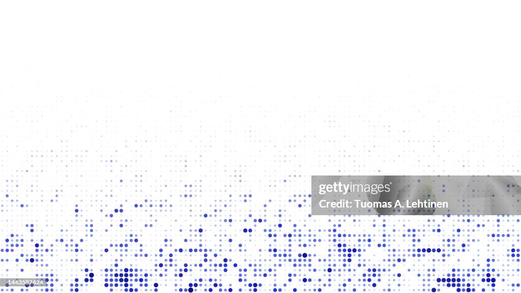 Abstract blue and light blue halftone pattern on white background.