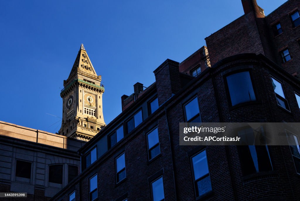 Boston Custom House Clock Tower Massachusetts Usa High-Res Stock Photo ...