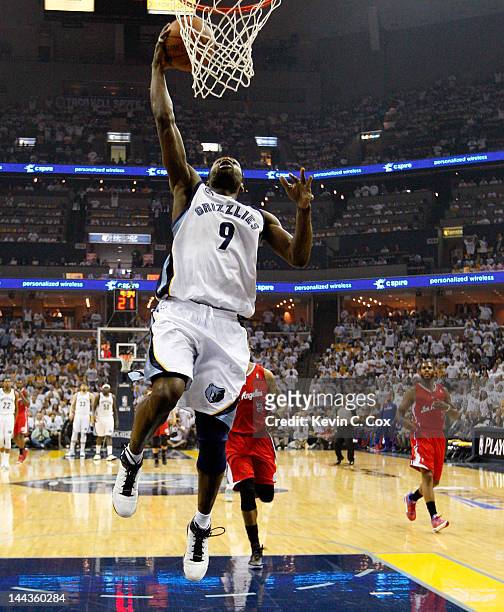Tony Allen of the Memphis Grizzlies goes up for a layup against the Los Angeles Clippers in Game Seven of the Western Conference Quarterfinals in the...