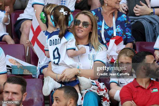 Katie Goodland, wife of Harry Kane of England, attends the FIFA World Cup Qatar 2022 Group B match between England and IR Iran at Khalifa...