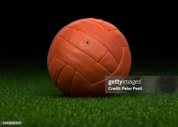 Detailed view of the Slazenger Challenge, the official match ball of the 1966 FIFA World Cup in England. This is actual ball used in the World Cup...