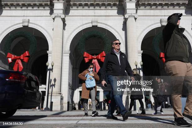 People come out from Union Station on November 22, 2022 in Washington, DC. AAA predicted Thanksgiving travel this year will be close to pre-pandemic...