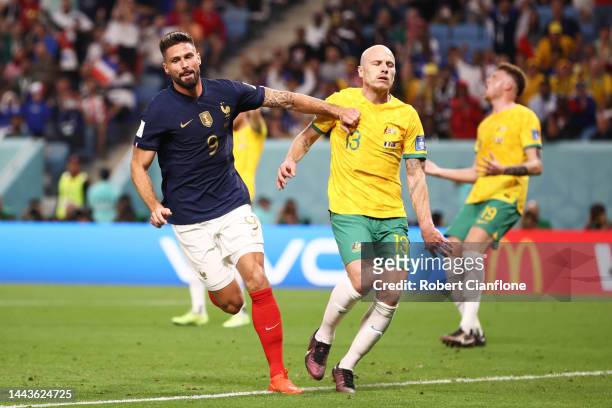 Olivier Giroud of France celebrates scoring their team's second goal during the FIFA World Cup Qatar 2022 Group D match between France and Australia...