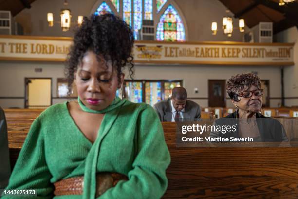 black congregation attend black baptist church service - baptist church interior stock pictures, royalty-free photos & images