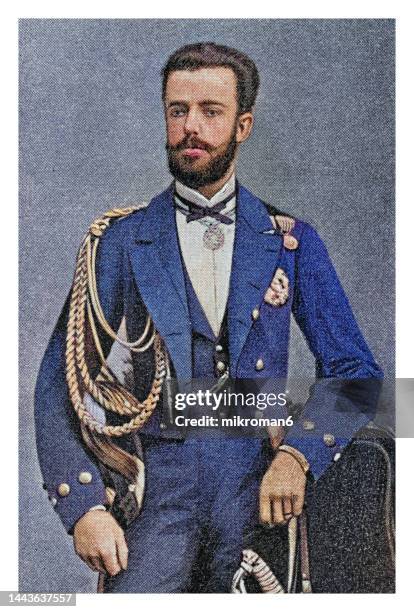 portrait of amadeo i of spain (1845–1890) italian prince who reigned as king of spain from 1870 to 1873 - king portrait painting stock pictures, royalty-free photos & images