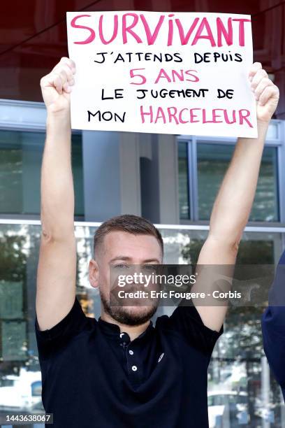 Jeremstar , During Action against harassment, before the court of Paris... As part of the release of his book Survivant des réseaux sociaux ,...