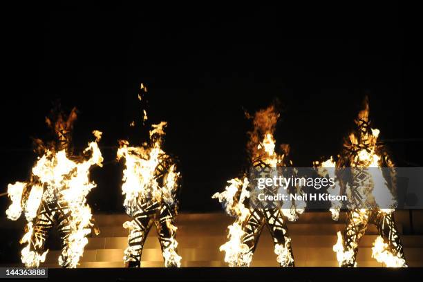 General view of Westlife performing on stage at Motorpoint Arena on May 13, 2012 in Sheffield, United Kingdom.