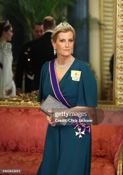 Sophie, Countess of Wessex and Forfar during the State Banquet at Buckingham Palace on November 22, 2022 in London, England. This is the first state...