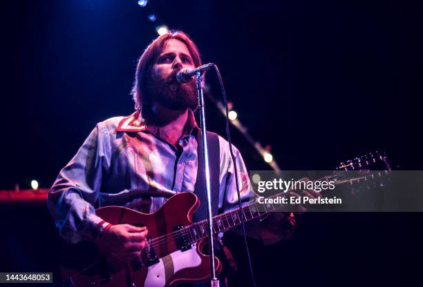 Carl Wilson performs with the Beach Boys at Oakland Coliseum Arena on December 15, 1976 in Oakland, California.