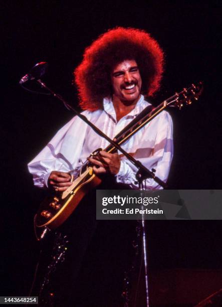 Neal Schon performs with Journey at Oakland Coliseum Arena on August 6, 1977 in Oakland, California.