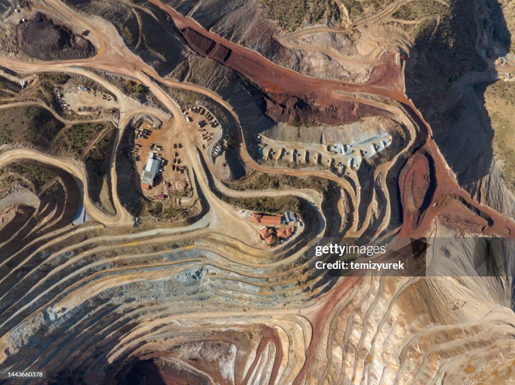 Luftaufnahme der Tagebau-Eisenmine