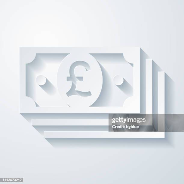 pound banknotes. icon with paper cut effect on blank background - pound notes stock illustrations