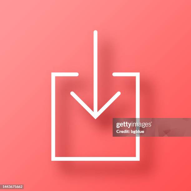 download. icon on red background with shadow - entering data stock illustrations