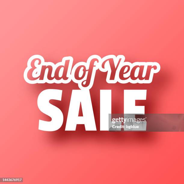 stockillustraties, clipart, cartoons en iconen met end of year sale. icon on red background with shadow - season finale