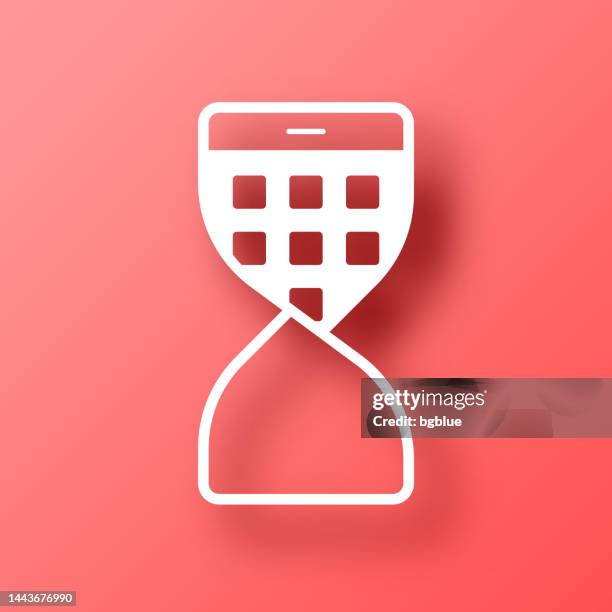 flexible smartphone. icon on red background with shadow - behind computer screen stock illustrations