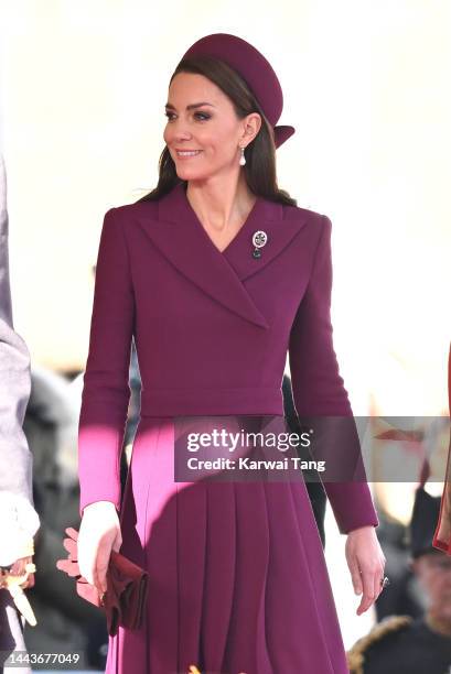 Catherine, Princess of Wales attends the Ceremonial Welcome at Horse Guards Parade for President Cyril Ramaphosa on day 1 of his State Visit to the...