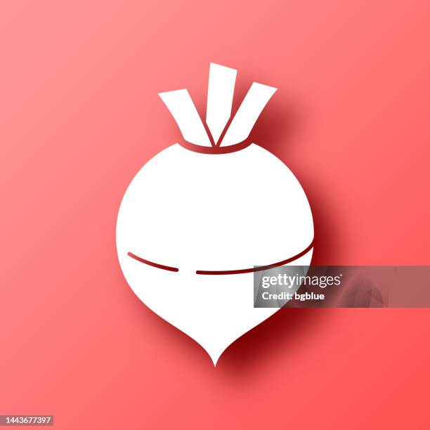 rutabaga. icon on red background with shadow - rutabaga stock illustrations