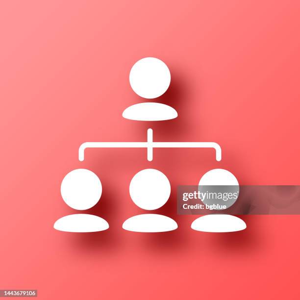 hierarchy. icon on red background with shadow - organisation chart stock illustrations