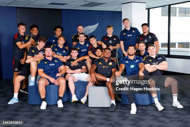 To R Back Row: Macca Springer , Peter Lakai , Joshua Fusitu’a , George Dyer , George Bell , Fabian Holland , Christian Lio-Willie . Middle Row: Riley...