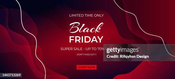 black friday banner design template for promotion on modern abstract black and red gradient liquid background - winter break stock illustrations