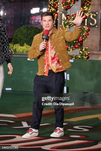 Adam Devine performs during the rehearsals for the 96th Macy's Thanksgiving Day parade at Macy's Herald Square on November 22, 2022 in New York City.