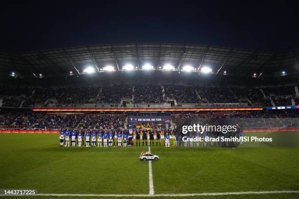 V Germany starting lineup during a game between Germany and USWNT at Red Bull Arena on November 13, 2022 in Harrison, New Jersey.