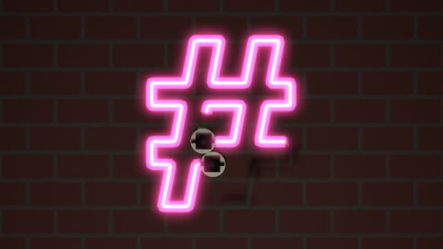 Animated Neon Font Against Brick - Hashtag