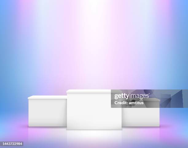 bildbanksillustrationer, clip art samt tecknat material och ikoner med winners podium blue - talarstol