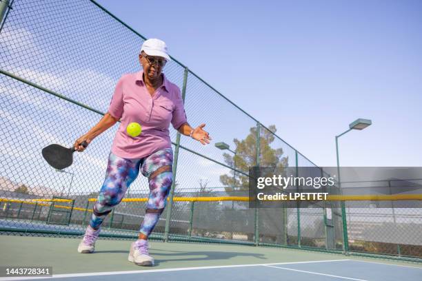 pickleball - senior athlete stock pictures, royalty-free photos & images