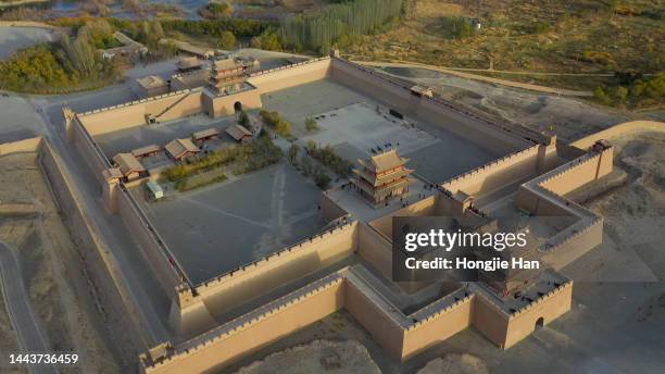 the ancient city of jiayuguan in gansu province, china. - chinese house churches imagens e fotografias de stock