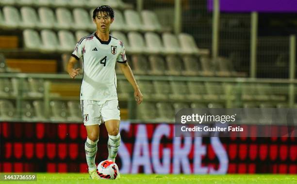 Kaito Suzuki of Japan in action during the U21 International Friendly match between Portugal and Japan at Portimao Estadio on November 22, 2022 in...