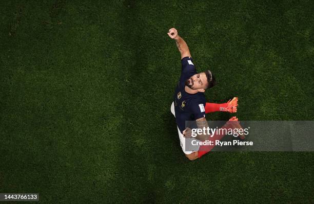 Olivier Giroud of France celebrates after scoring their teams second goal during the FIFA World Cup Qatar 2022 Group D match between France and...