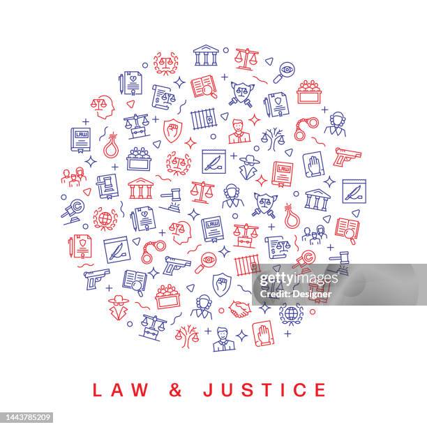 law and justice related pattern design. modern line style design - courtroom background stock illustrations