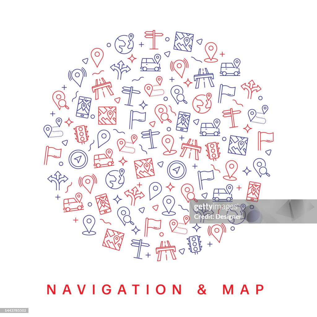 Navigation And Map Related Pattern Design Modern Line Style Design High ...