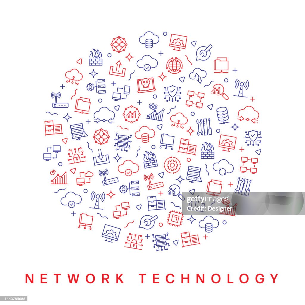 Technology Pattern Network Network Technology Related Pattern Design Modern Line Style Design High ...