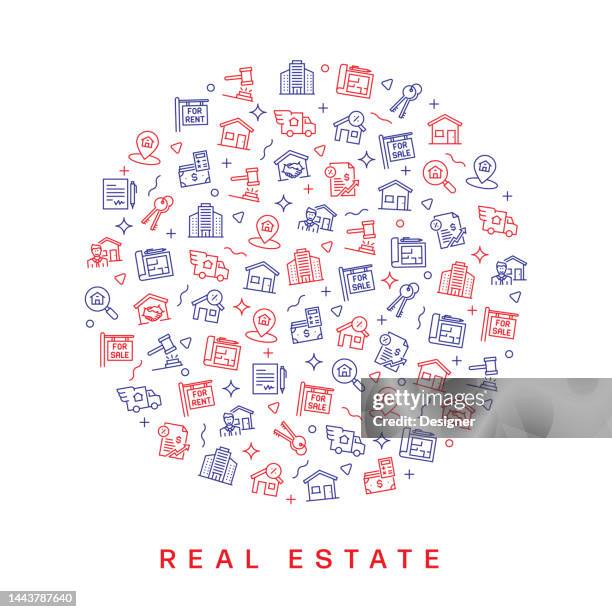 real estate related pattern design. modern line style design - contractor client stock illustrations