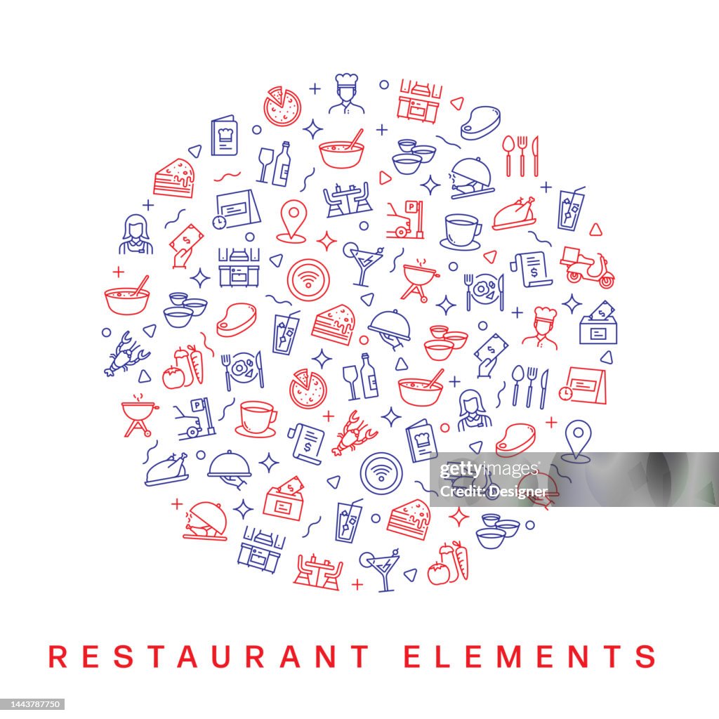 Restraunt Pattern Restaurant Related Pattern Design Modern Line Style Design High-Res ...