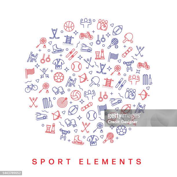 sports elements related pattern design. modern line style design - sports stock illustrations