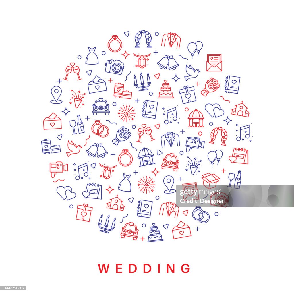 Wedding Pattern Line Wedding Related Pattern Design Modern Line Style Design High-Res Vector ...