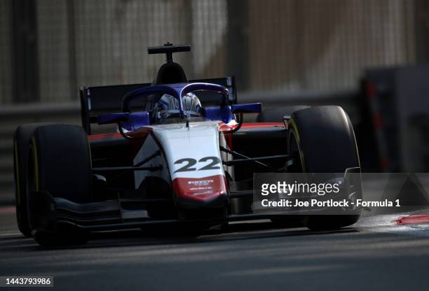 Roy Nissany of Israel and Charouz Racing System on track during Formula 2 testing at Yas Marina Circuit on November 23, 2022 in Abu Dhabi, United...
