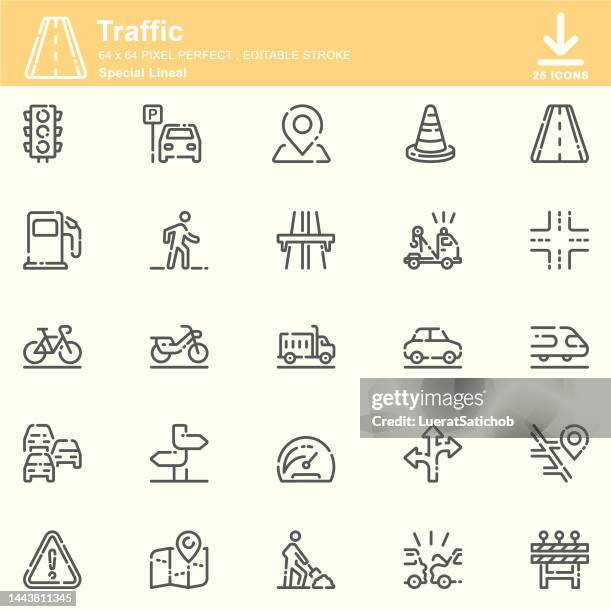 traffic special lineal icons , editable stroke , 64x64 pixel perfect - ship turning stock illustrations