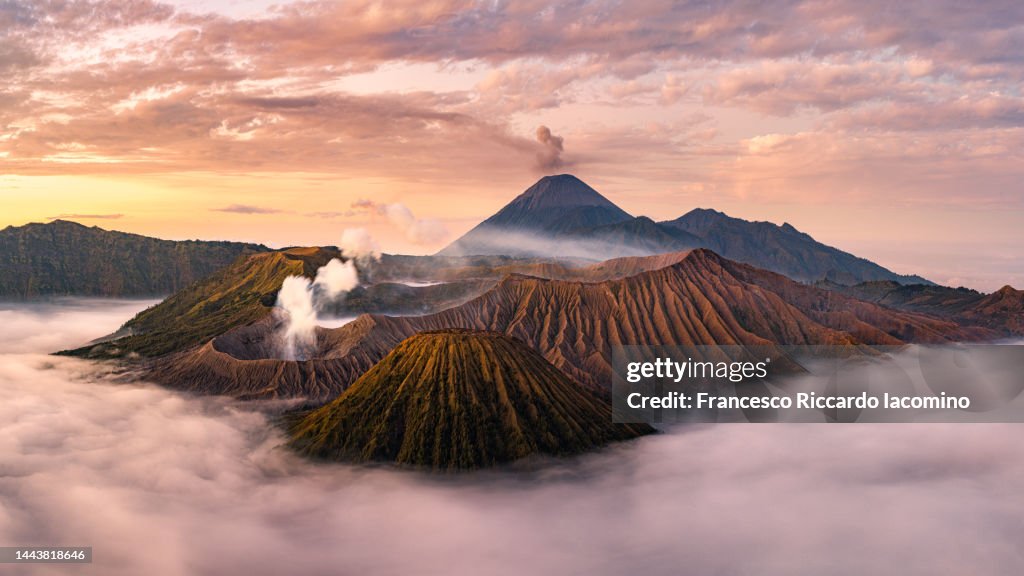 Bromo and Tengger Caldera at sunrise, Java, Indonesia