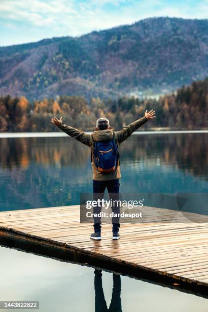 freedom feelings - lake bled stock pictures, royalty-free photos & images