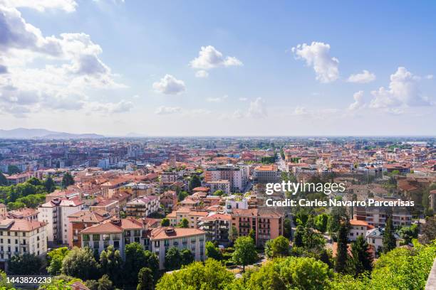 aerial views of the city of bergamo in italy - bergamo stock pictures, royalty-free photos & images