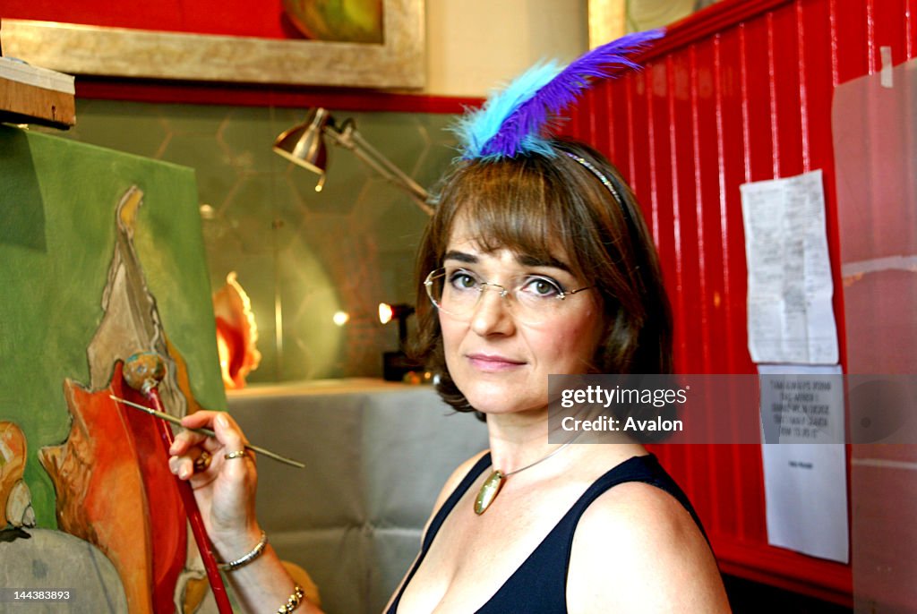 Katharina Kubrick Hobbs, attending Childwickbury Arts Fair, Hertfordshire, England. Katharina Kubrick Hobbs, the artist painter, step daughter to Stanley Kubrick, the film director. Katharina Kubrick Hobbs educated at, King Alfred School, in Hampstea