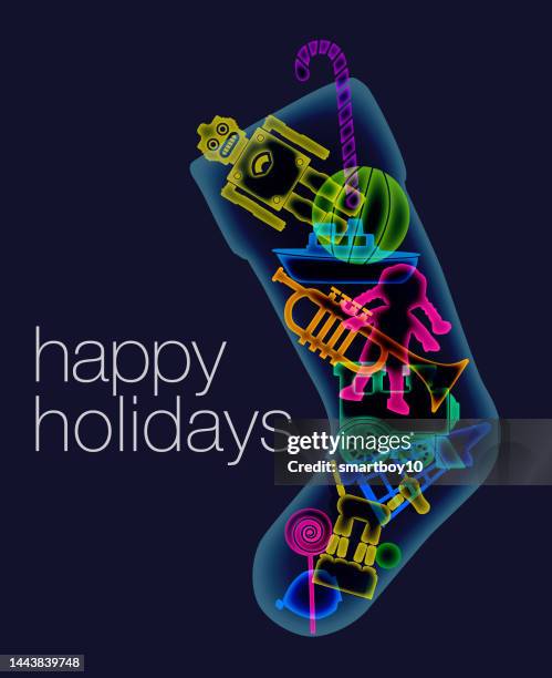 christmas stocking - x ray machine stock illustrations