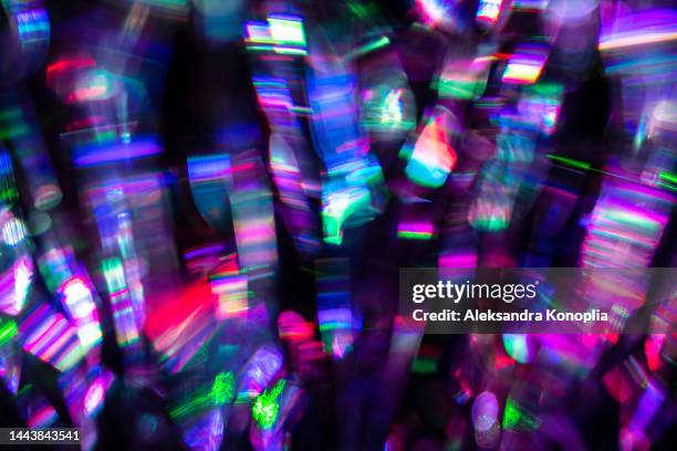 abstract colorful surreal festive night city lights bokeh on black background - eurasia stockfoto's en -beelden